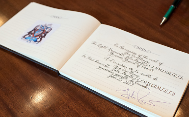 Open book for the Governor General of Canada's visit to Province House