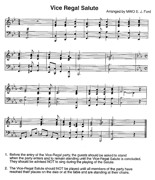 Sheet music for Vice-Regal Salute